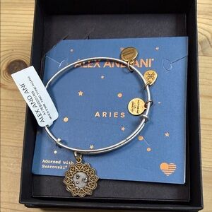 Alex and Ani Silver Bangle with Gold Charms